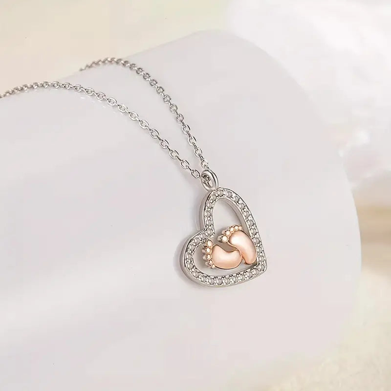 Collar En Forma De Pie De Plata Esterlina Con Tarjeta De Bendición Para Mi Madre Regalo Para Embarazadas Día De La Madre Regalo Para Embarazadas- COD: J011