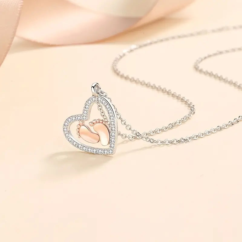 Collar En Forma De Pie De Plata Esterlina Con Tarjeta De Bendición Para Mi Madre Regalo Para Embarazadas Día De La Madre Regalo Para Embarazadas- COD: J011
