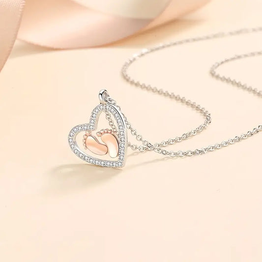 Collar En Forma De Pie De Plata Esterlina Con Tarjeta De Bendición Para Mi Madre Regalo Para Embarazadas Día De La Madre Regalo Para Embarazadas- COD: J011