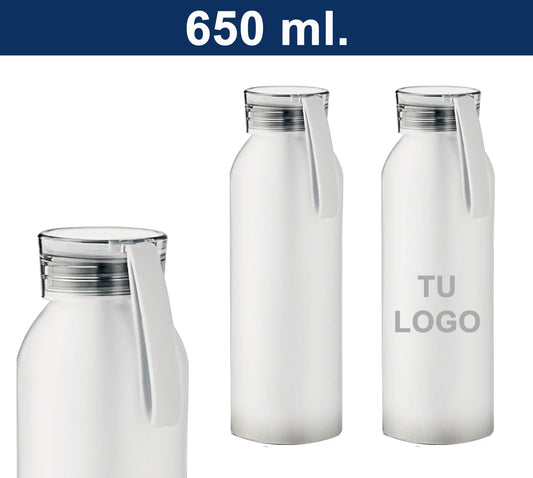 Botella blanca con logo